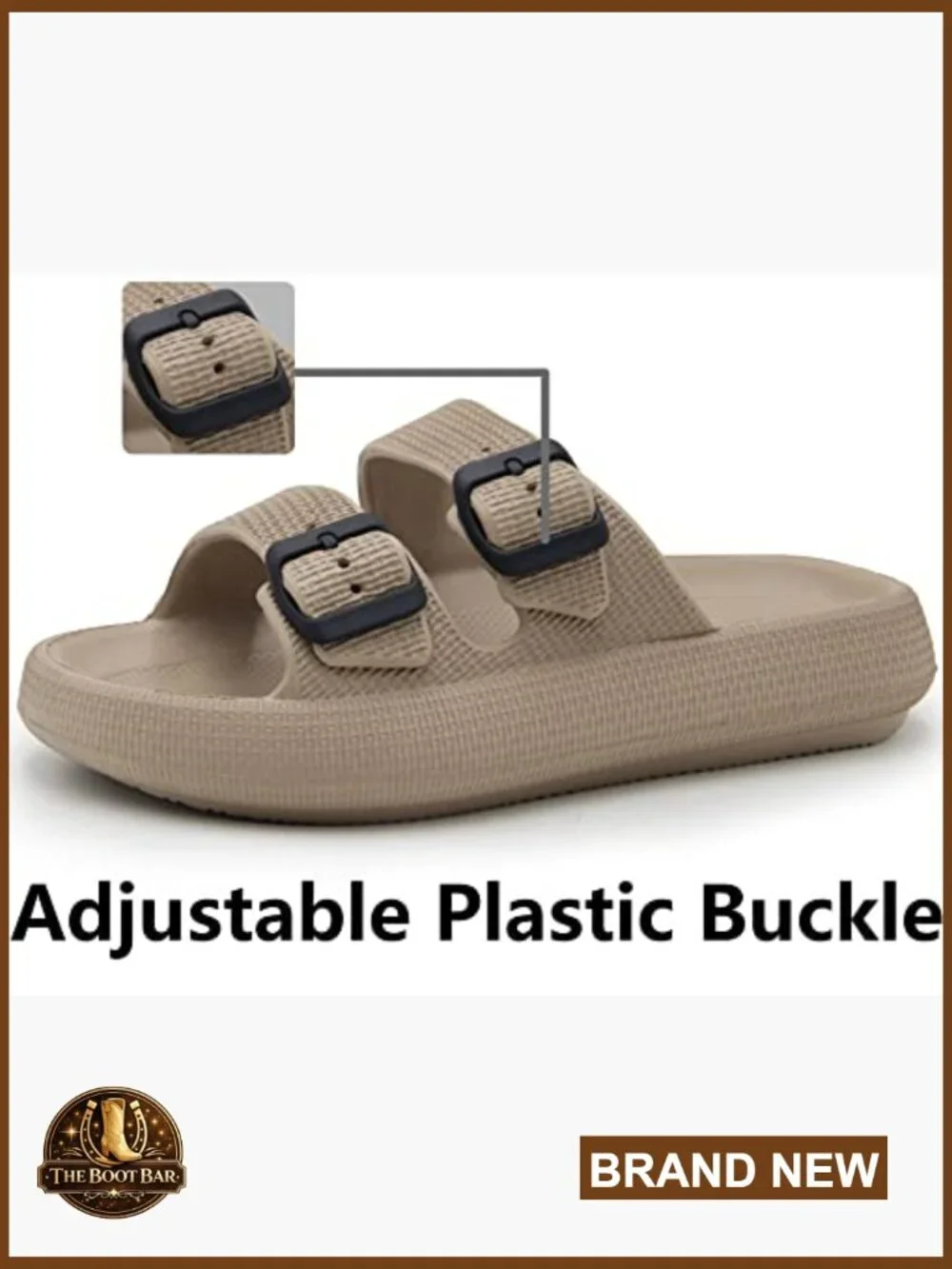 Double Buckle Adjustable Slide Sandals - Lightweight EVA Flats